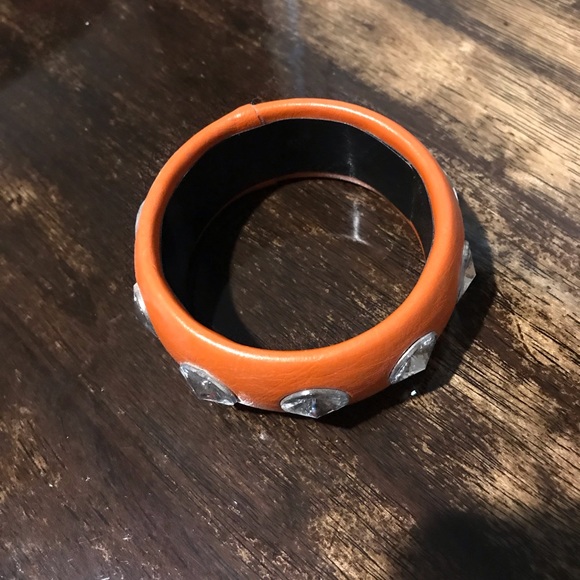 Leather and Rhinestone Bangle - Picture 2 of 2